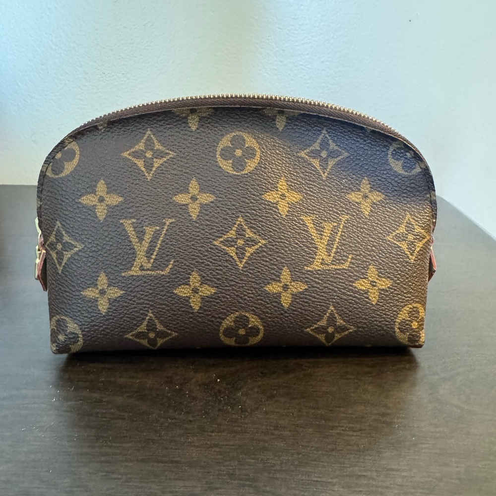 Authentic Louis Vuitton Monogram Dome Cosmetic Pouch - Brown with Gold Monogram - Picture 4 of 16
